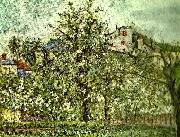 Camille Pissarro handelstradgard med blommande trad France oil painting artist